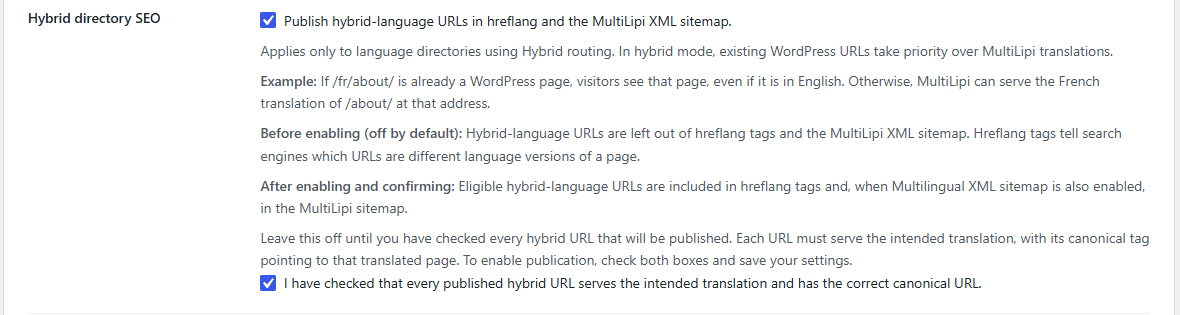 Hybrid Directory SEO Settings