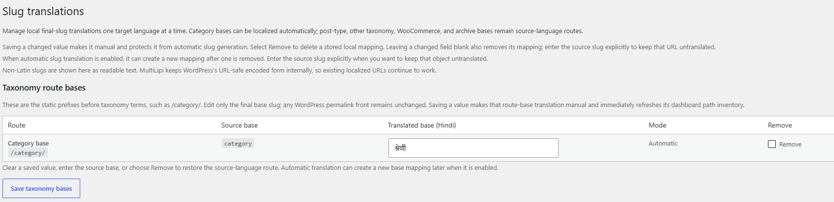 Taxonomy Route Bases Configuration